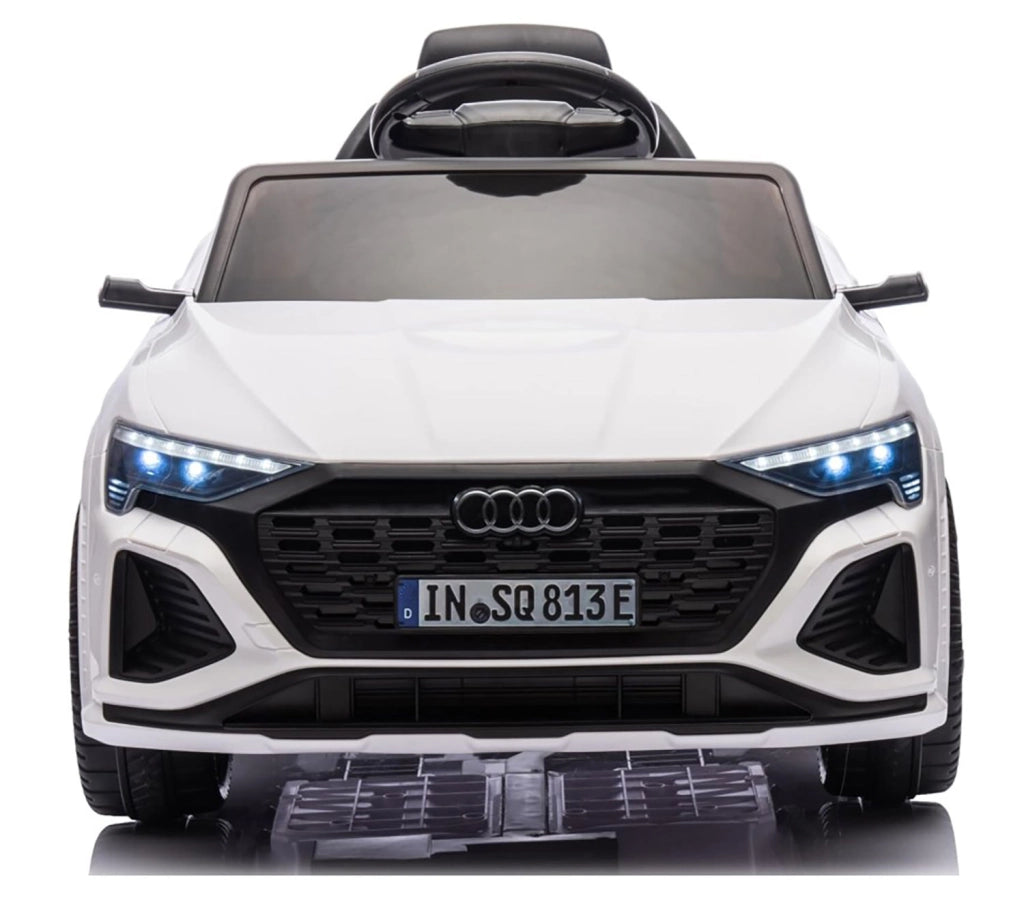 Macchina Elettrica per Bambini 12V Licenza Ufficiale Audi SQ8 E-Tron con Telecomando e Sedile Pelle Bianco