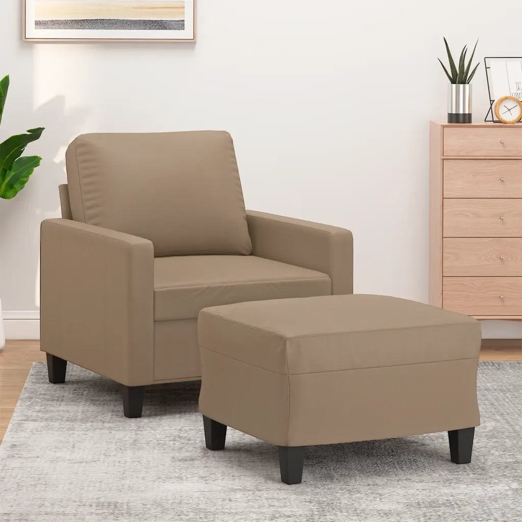 Poltrona | Sedia Relax con Poggiapiedi Cappuccino 60 cm in Similpelle