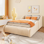 Letto imbottito 90x200 cm con sponde laterali in velluto beige