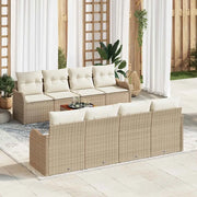 Set Divano da Giardino con cuscino 9 pcs Beige polyrattan