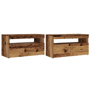 Mobile TV multimediale scaffale TV credenza mobile TV sala da pranzo soggiorno camera da letto con luci LED 2 pezzi legno vecchio legno ingegnerizzato marrone 02_0028887