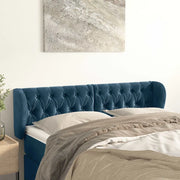 Testiera ad Orecchio-Testata con Orecchie Blu Scuro 163x23x78/88 cm in Velluto 564481