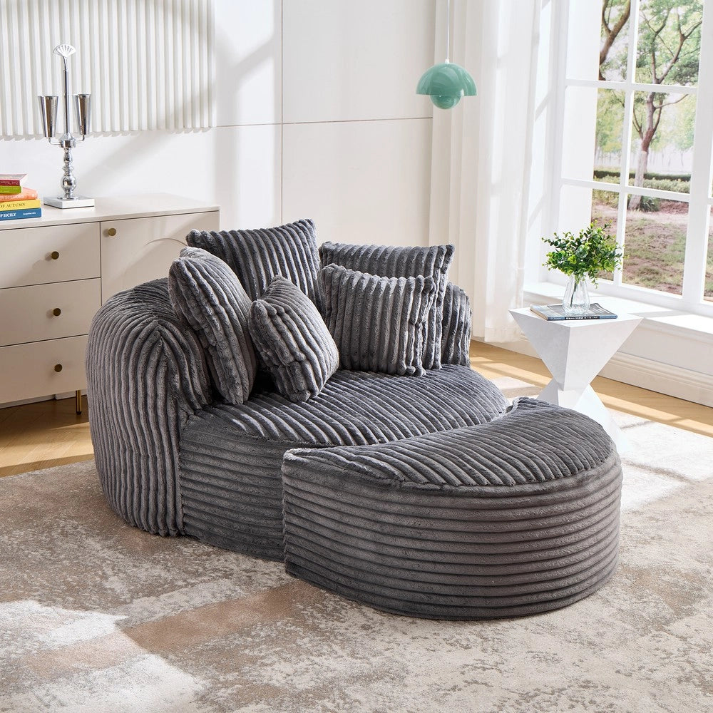 Divano letto ¨C Minimal ¨C Tessuto, 140x200cm, grigio, con pouf