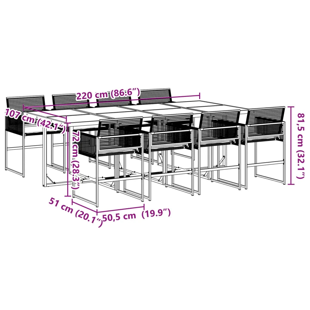 vidaXL Set da Pranzo da Giardino 9 pz con Cuscini Nero in Polyrattan