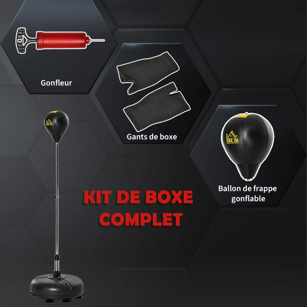 Sacco da Boxe con Supporto Regolabile ¨C Xylo ¨C Altezza 133-151 cm Base Zavorrata 45x45 cm Nero
