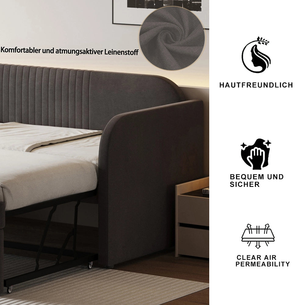 Divano letto estensibile - Xylo - 90/180x190 cm - Grigio - Letto imbottito