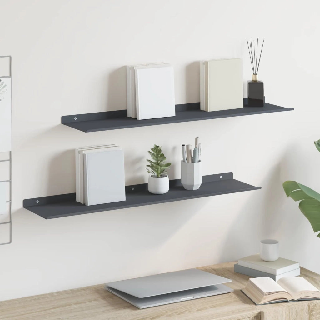 Mensola sospesa 2 pcs Antracite 80 x 18 x 2,5 cm Acciaio 8004036