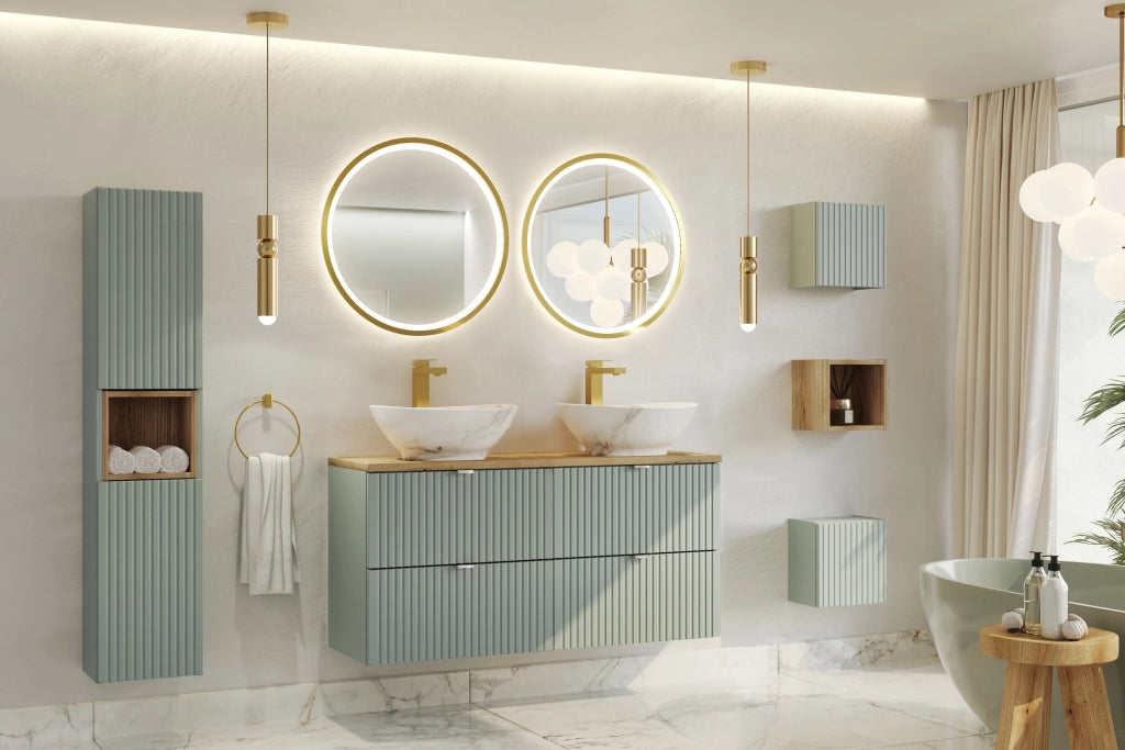 Set mobili bagno 100 cm con piano Line Reed Green 100 x 1401 x 40 cm