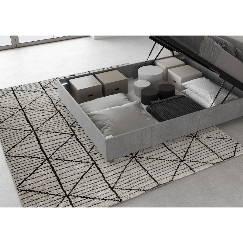 Letto Matrimoniale francese 140x190 cm testata inclinata con doghe Ankel - Senza rete,Grigio