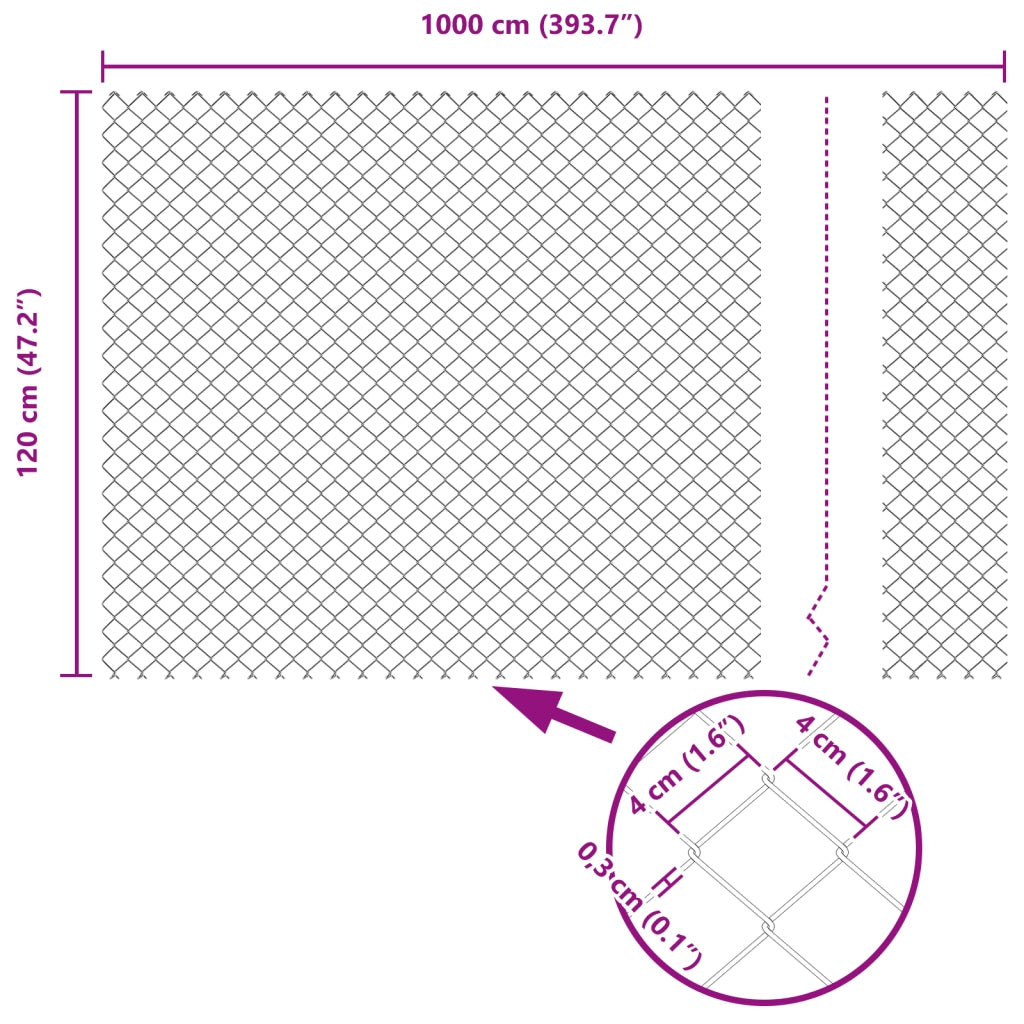 Recinzione a maglie grigia 1.2x10 m in acciaio