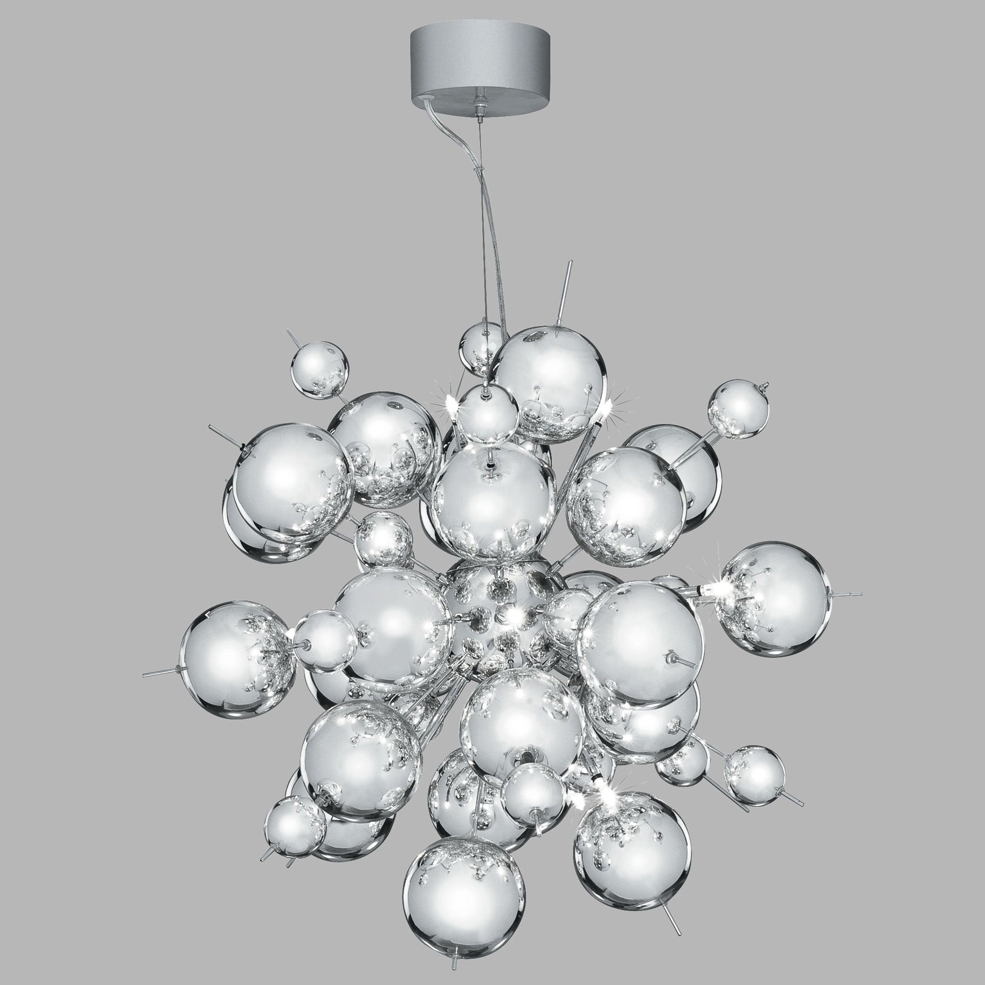 Lampadario Contemporaneo Molecola Acciaio Cromo 12 Luci G4 1,5X12W