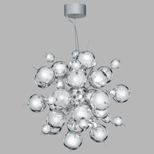 Lampadario Contemporaneo Molecola Acciaio Cromo 12 Luci G4 1,5X12W