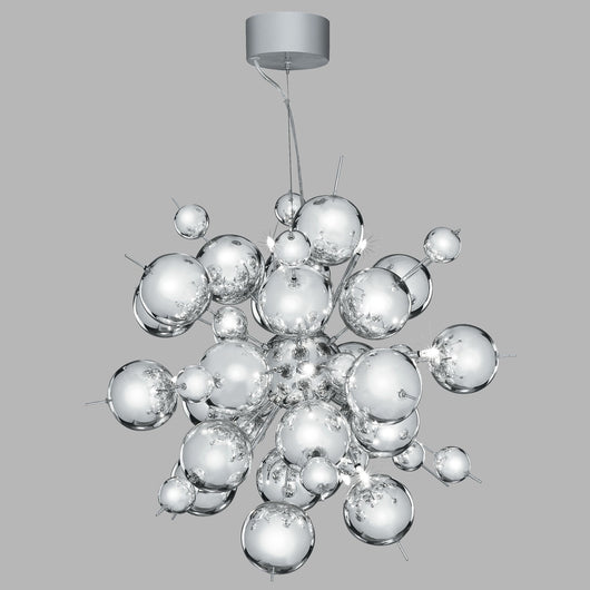 Lampadario Contemporaneo Molecola Acciaio Cromo 12 Luci G4 1,5X12W