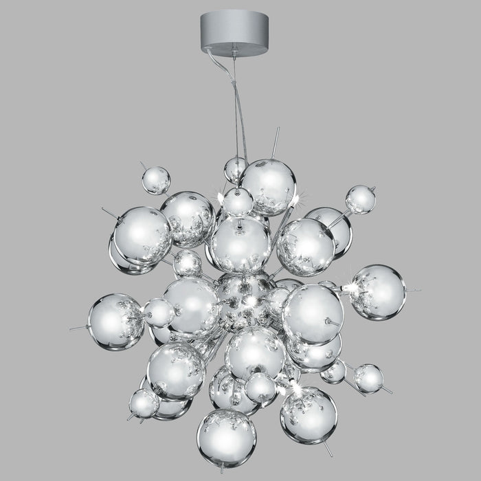 Lampadario Contemporaneo Molecola Acciaio Cromo 12 Luci G4 1,5X12W