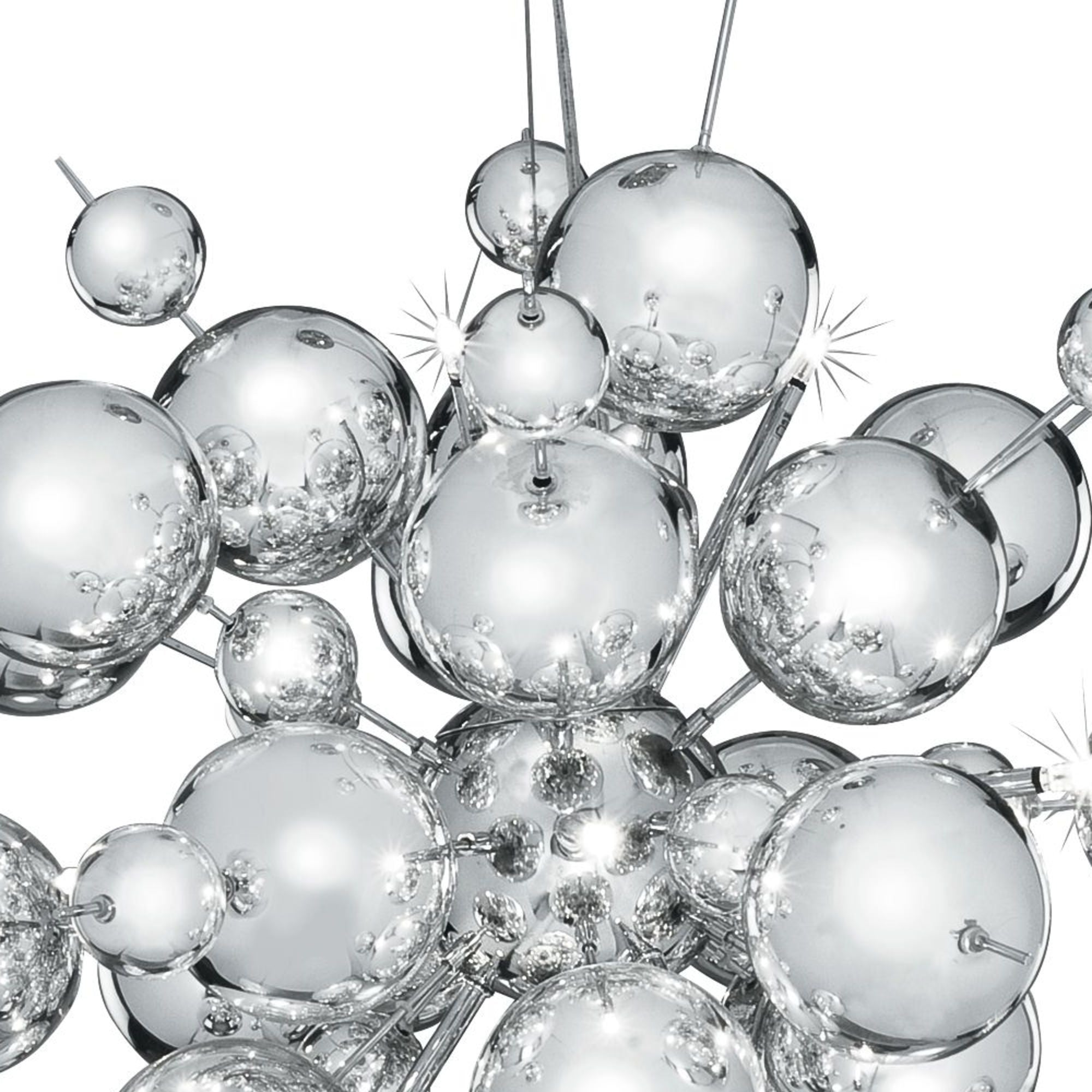 Lampadario Contemporaneo Molecola Acciaio Cromo 12 Luci G4 1,5X12W