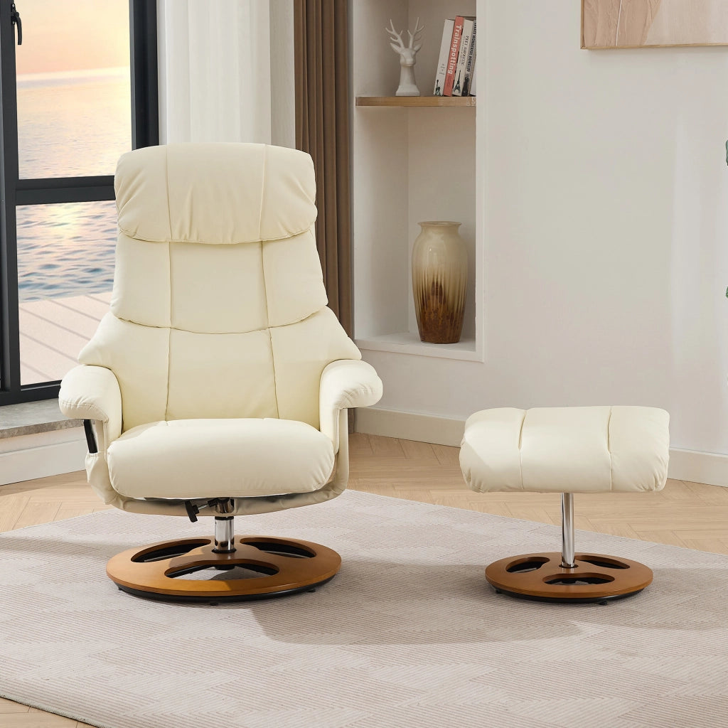 Poltrona Relax Massaggiante Reclinabile con Poggiapiedi Girevole ¨C MINIMAL ¨C Similpelle Bianco