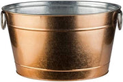 Contenitore per bevande, 11 litri, contenitore in zinco, raffreddatore per bevande, con pezzo di iniezione in plastica, raffreddatore per bottiglie di alta qualità in acciaio inossidabile, 40 x 28 cm, altezza 22 cm, coperchio in rame.