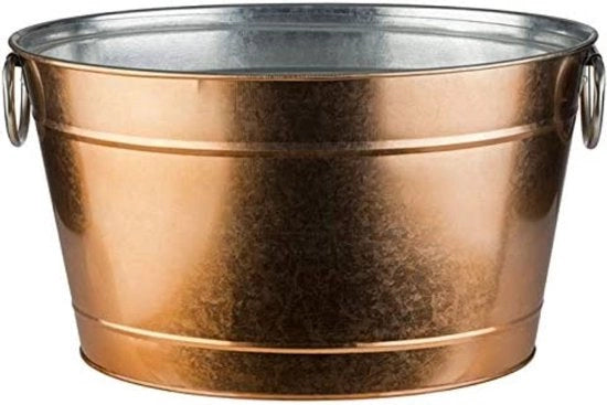 Contenitore per bevande, 11 litri, contenitore in zinco, raffreddatore per bevande, con pezzo di iniezione in plastica, raffreddatore per bottiglie di alta qualità in acciaio inossidabile, 40 x 28 cm, altezza 22 cm, coperchio in rame.
