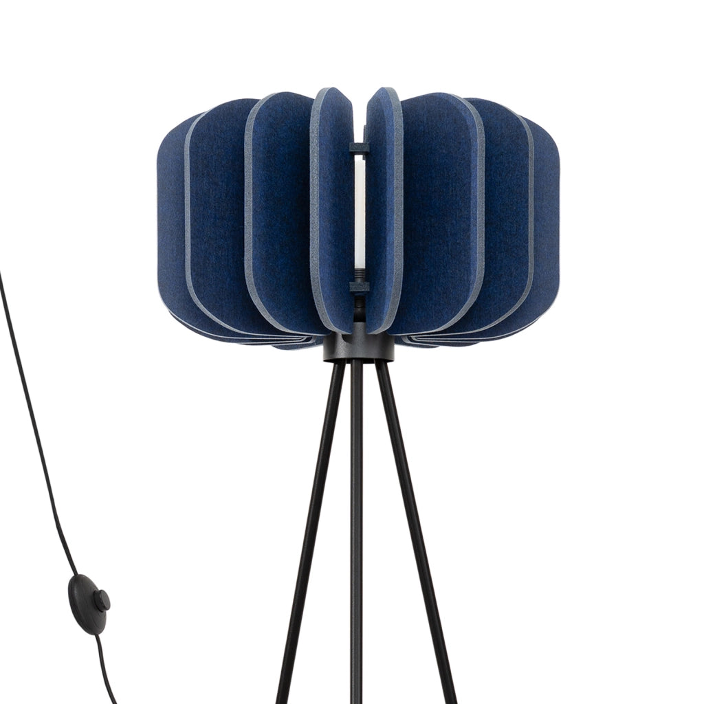 Lampada da terra treppiede feltro blu E27 Pure Lume