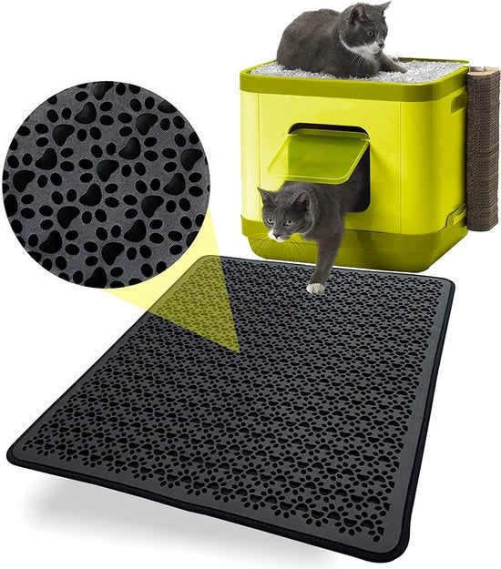 Matrice per gatto, Matrice per gatto Pieno per gatto Grande XXL Sottofondo Matrice per gatto Impermeabile Disegno a doppia lastra Mat%100 EVA di gatti e accessori (60-74 cm, Nero)