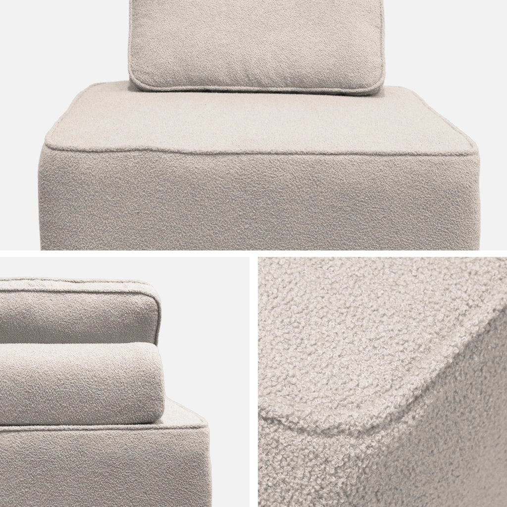 Modulo per divano modulare in tessuto bouclé, 1 posto, beige