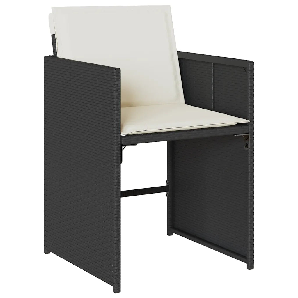 Set da Pranzo da Giardino 15 pz con Cuscini Nero in Polyrattan 3211239