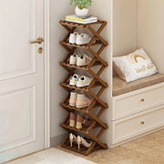 Organizzatore per scarpe in bambù - pieghevole - sottile - 7 strati - portatile - spazievitore
