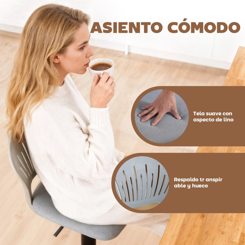 Sgabelli da Bar Girevoli 360¡ã Regolabili in Altezza 84-105 cm ¨C Xylo ¨C Grigio con Schienale