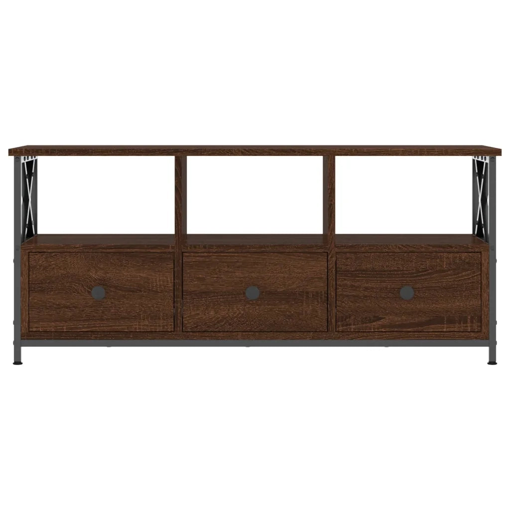 Mobile TV Rovere Marrone 102x33x45 cm Legno Multistrato e Ferro 831792