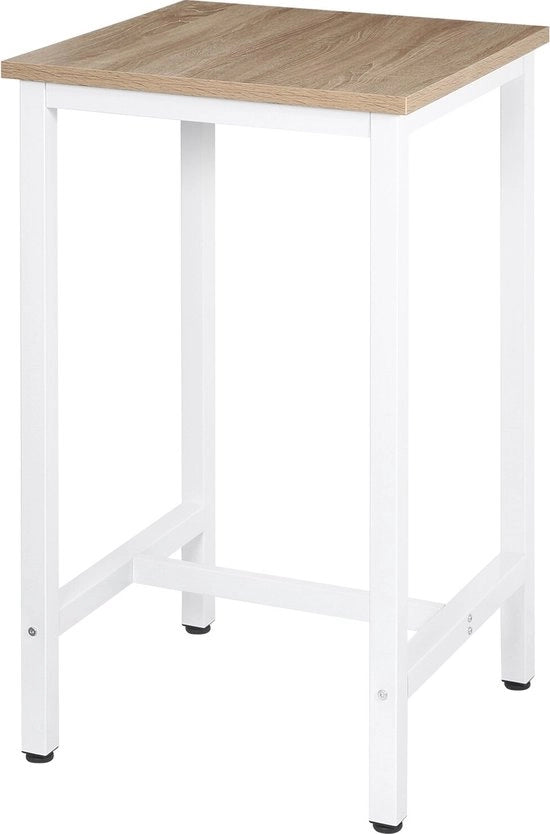 Tavolo da Cucina/Bistrot in Legno - Struttura in Metallo - Tavolo da Cucina in Eucalipto chiaro - 60x60x102 cm