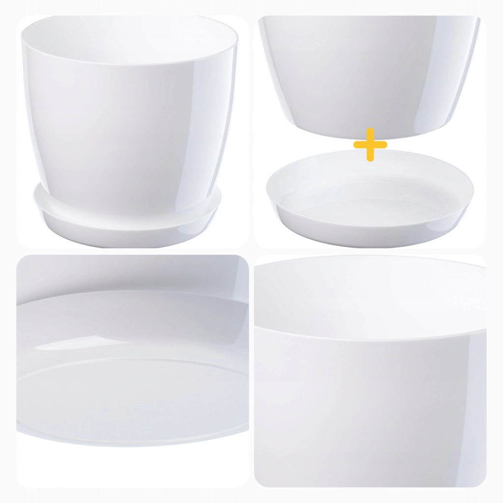Vaso da fiori KADAX, coprivaso, 18+20 cm, supporto per fiori, plastica bianca, 2 pezzi.