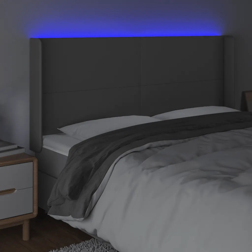 Testiera a LED Grigio 203x16x118/128 cm in Similpelle 3123880