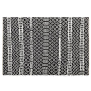Tappeto tappetino Nero con Beige 140 x 200 cm Moderno Contemporaneo Tessuto a Mano in Vera Pelle Cotone Motivo Chevron