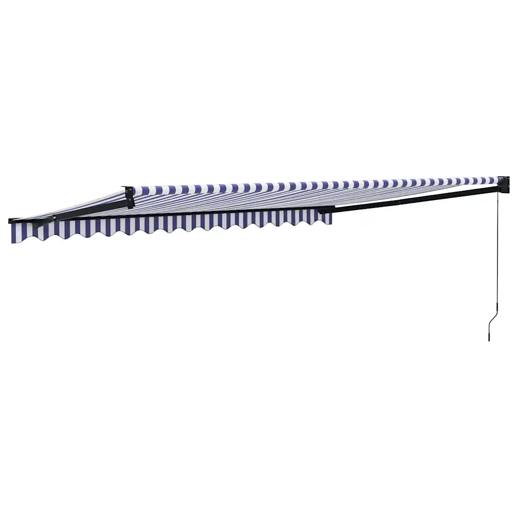 Tenda da Sole Retrattile-Tenda parasole per Patio Blu e Bianca 4x3 m Tessuto e Alluminio 569154