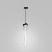 Stalactite Lampada a sospensione di design a LED, diffusore piramidale in vetro trasparente, struttura in metallo nichel nero lucido 12W 2700K