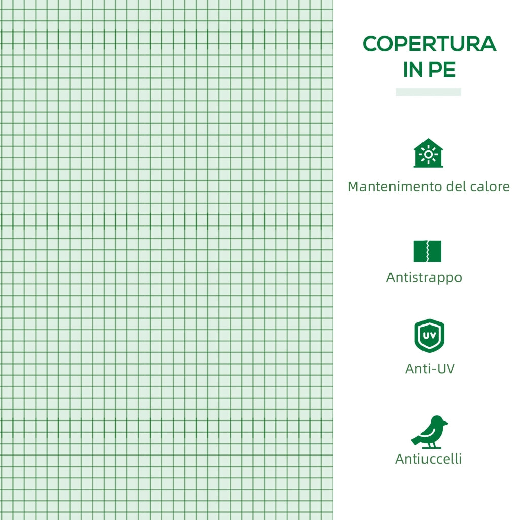 Mini Serra da Giardino 180x90x70 cm in Polietilene Verde