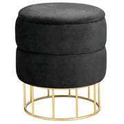 Pouf a scomparto rotonda in velluto trapuntato AKORD ELZA colore Nero