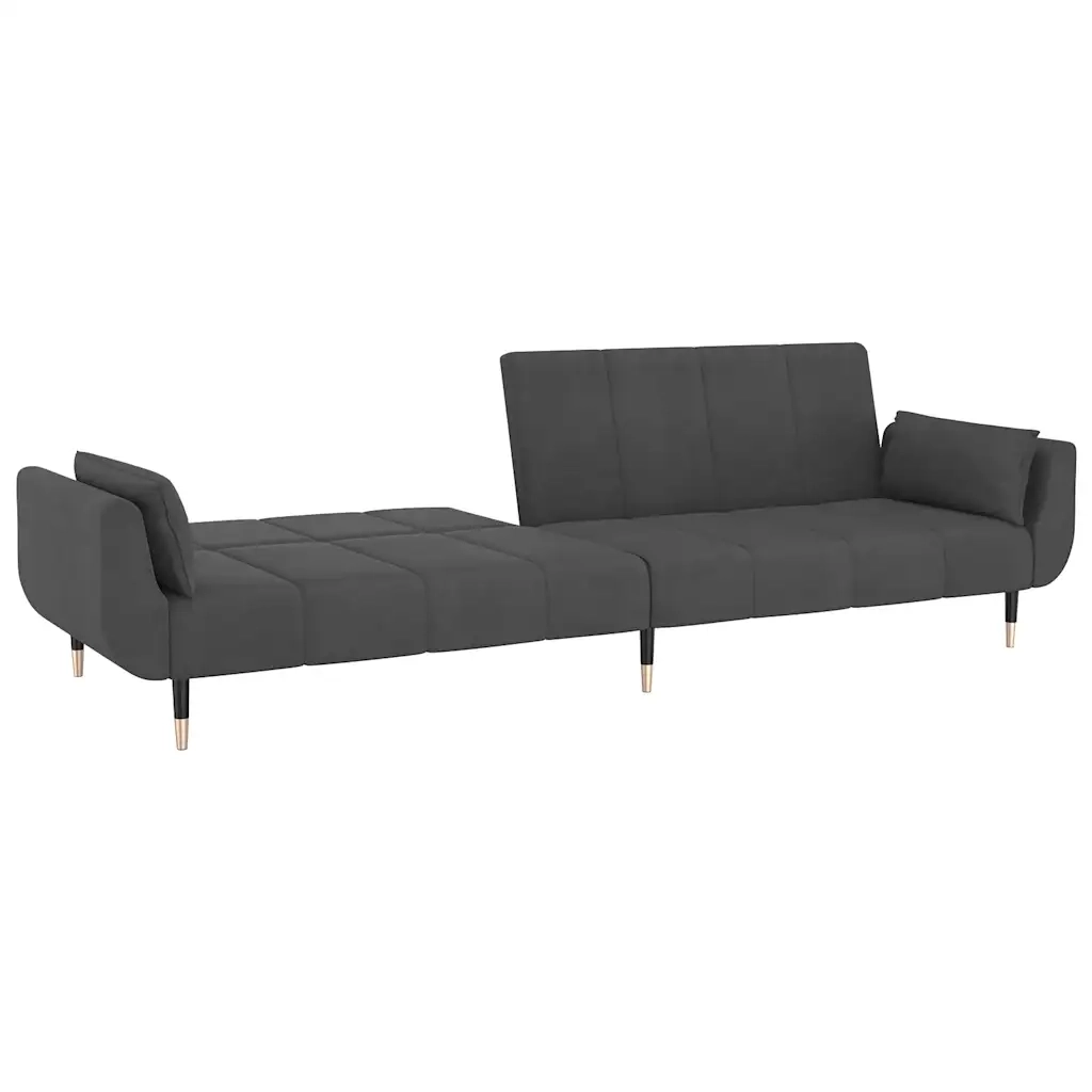 Divano letto | Sof¨¤ letto | Letto singolo a 2 Posti con 2 Cuscini Grigio Scuro in Velluto