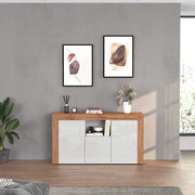 WHOUS Credenza Chronos 3 ante e 1 vano bianco lucido e rovere 155x40x85 cm