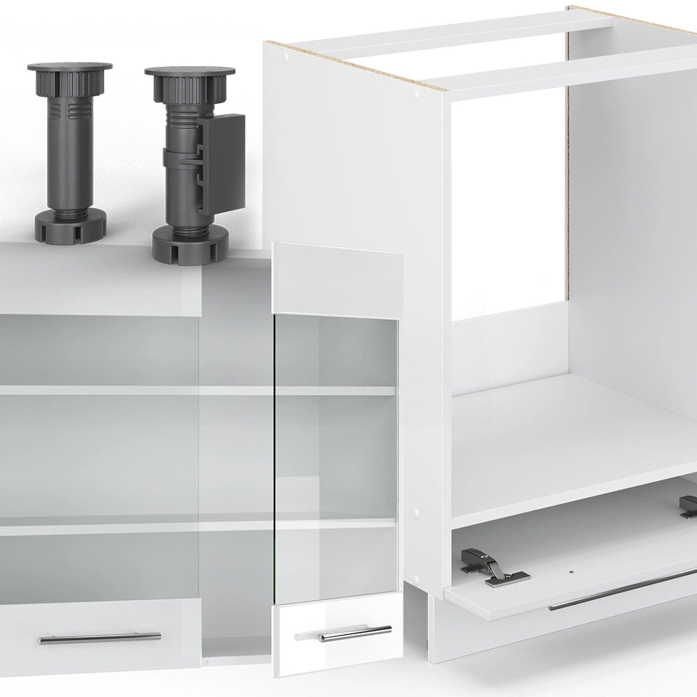 Cucina angolare completa Fame-Line Bianco lucido/Bianco 287 x 60 cm, PL Rovere Vicco