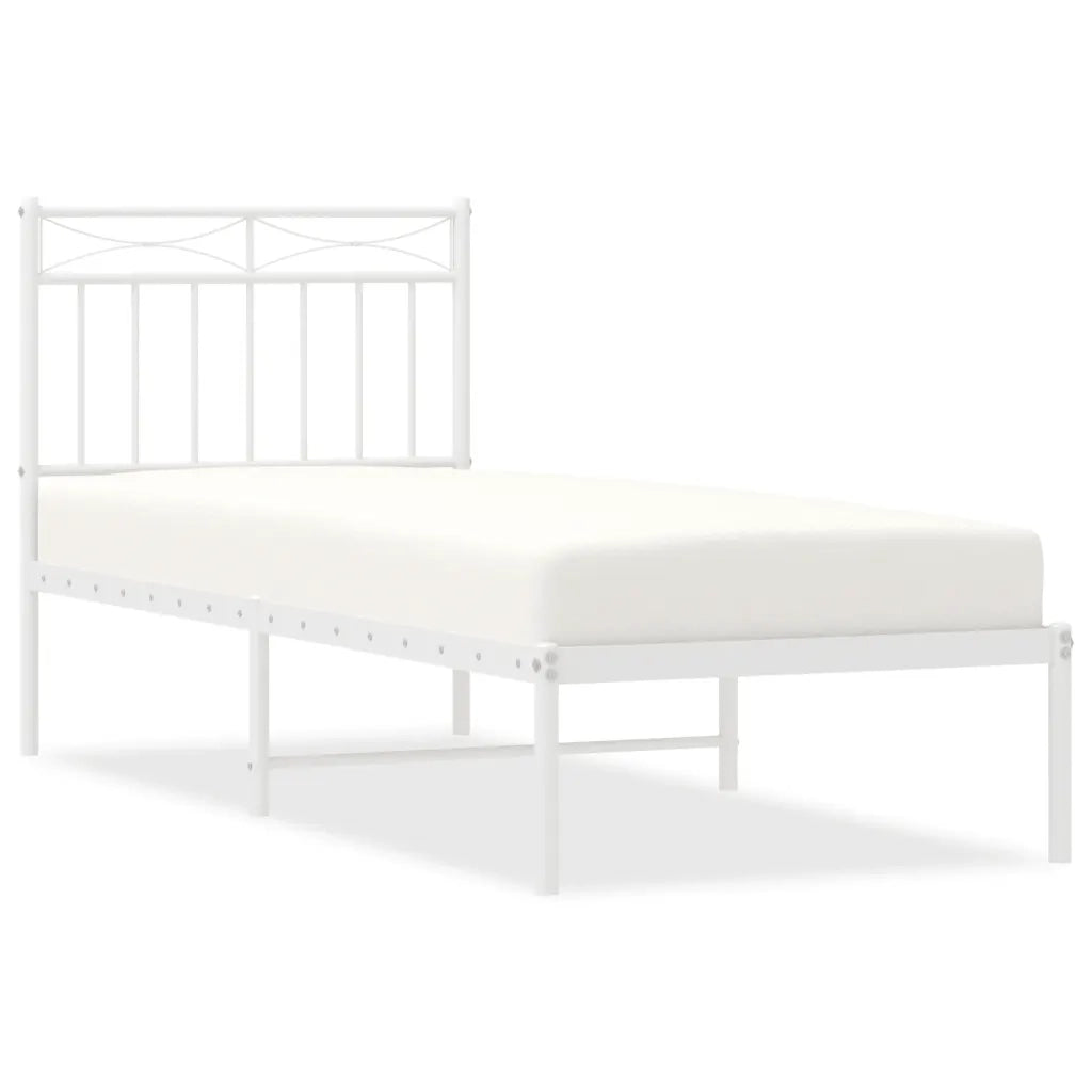 Letto singolo | Letto per adulti | Giroletto senza Materaso con Testiera Metallo Bianco 75x190 cm