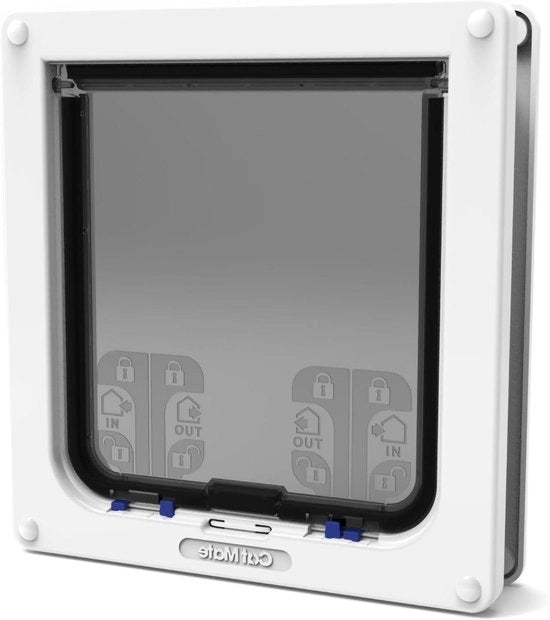 Catflap 4 vie Blocco per Gatti Grandi e Cane Piccolo - Facile da Installare in Porte in Plastica, Vetro e Legno (Bianco)