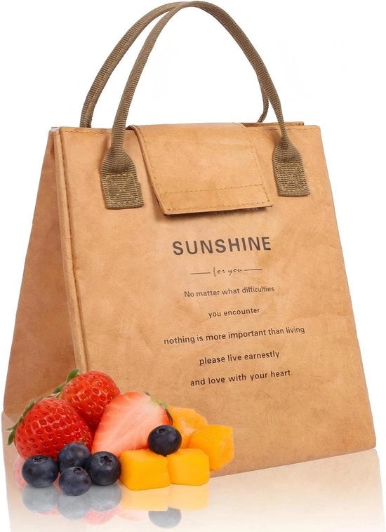 Borsa per il pranzo - Isolante - Duraturo - Marrone - Termos - Perfetto per lavoro e scuola - Ideale per picnic e viaggi