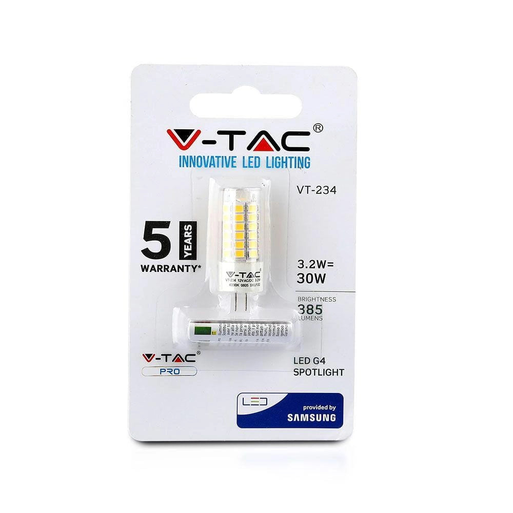 Lampadina LED V-TAC chip Samsung 3,2W G4 12V 6400K