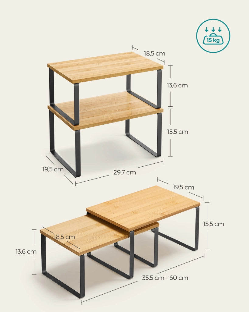 Scaffali da cucina industriali VALORA - Rovere e nero x2 - KCS02NB