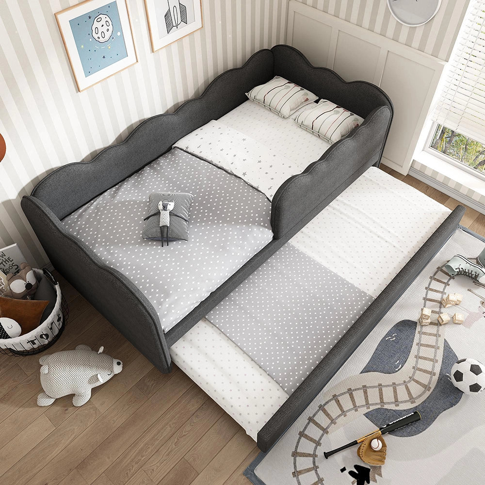 Divano letto 90x190cm?- Xylo - giorno gigogne lino grigio