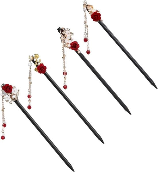 Accessori per capelli in legno vintage fiori cinesi per donne ragazze