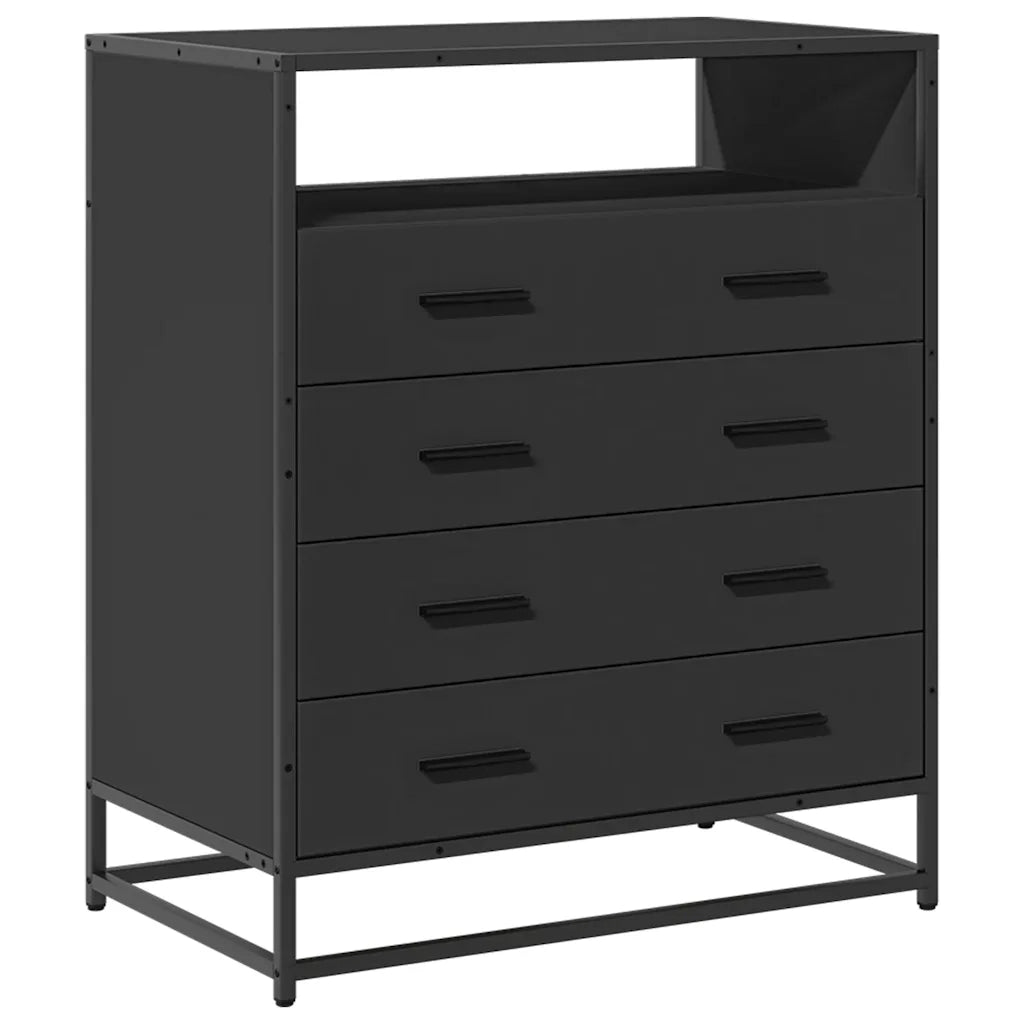 Cassettiera Nera 70x41x83,5 cm in Legno Multistrato 849089