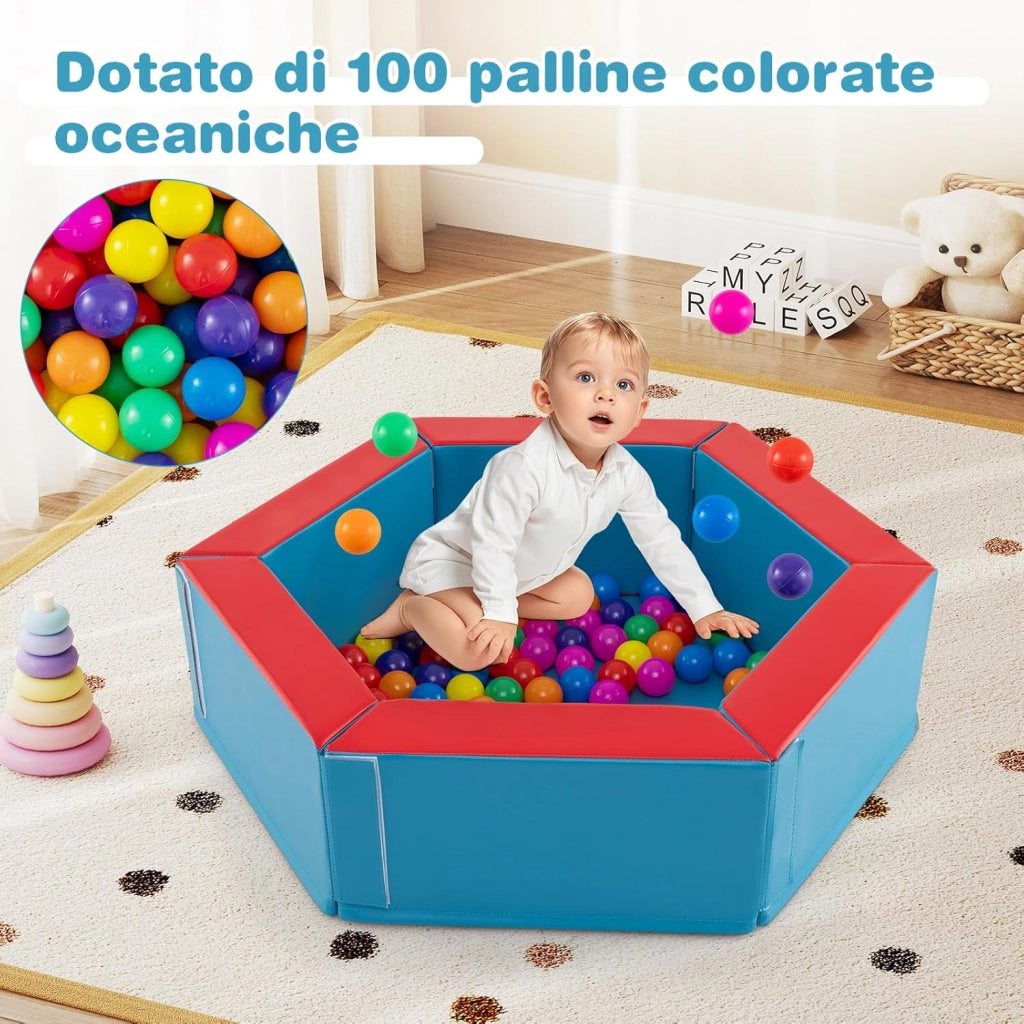 Set di 3 Blocchi da Arrampicata in Schiuma per Bambini, Set Gioco per Interni con Piscina di Palline, Triangolo, Scala e Palline Colorate per Bambini 1+ Anni