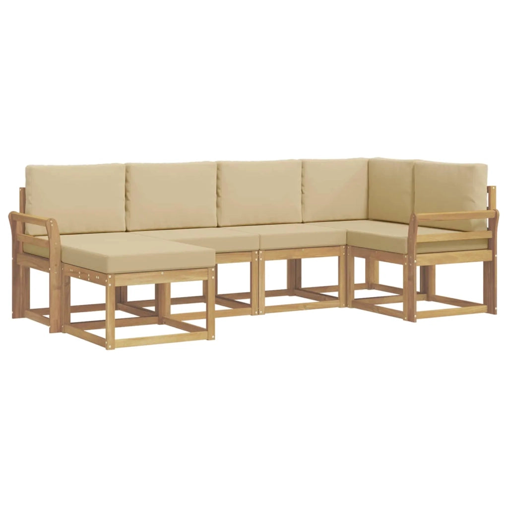 Set di divani da esterno 6 pcs Bianco e Beige Poliestere